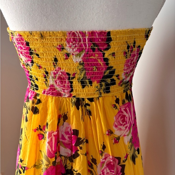 Betsey Johnson Strapless Yellow Floral Dress - Picture 3 of 10